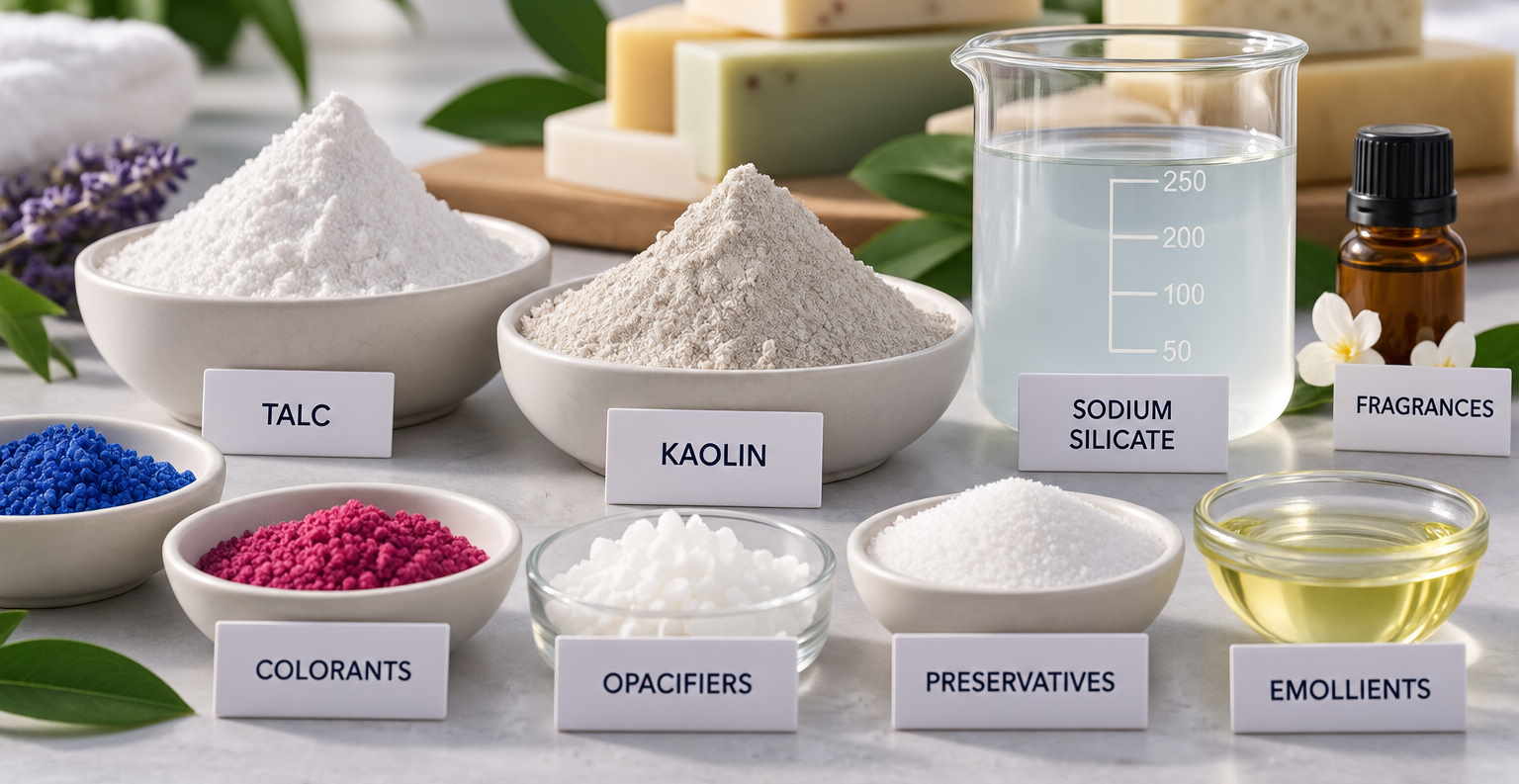 Fillers and additives used in soap production