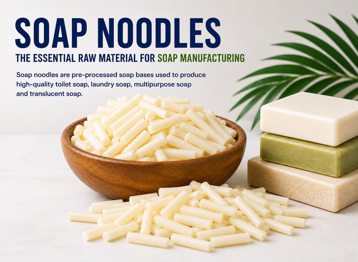 Soap noodles for industrial soap manufacturing