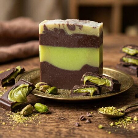 Dubai Chocolate soap with chocolate pieces
