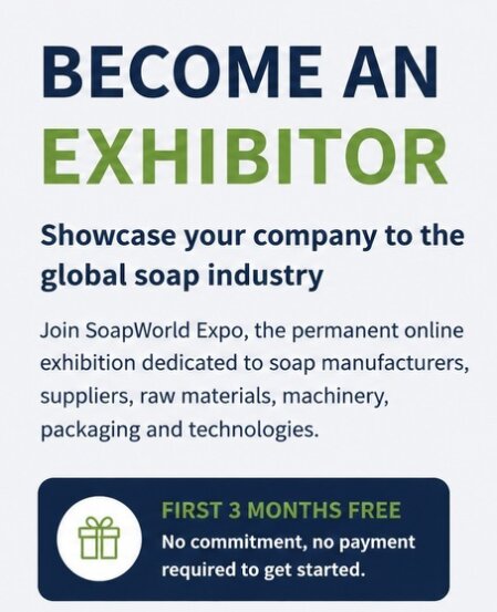 Promote your company to the global soap industry through a permanent SoapWorld Expo exhibitor profile, with the first three months free